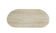 VENEZIA DINING TABLE WITH METAL BASE IN WALNUT EFFECT AND GLOSSY TRAVERTINE CERAMIC TOP. MEASUIRNG 180X90X75CM