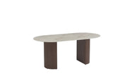 ANNA DINING TABLE WITH METAL BASE IN WALNUT EFFECT AND SHAKESPEARE CERAMIC TOP MEASURING 180X90X75CM