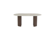 ANNA DINING TABLE WITH METAL BASE IN WALNUT EFFECT AND SHAKESPEARE CERAMIC TOP MEASURING 180X90X75CM