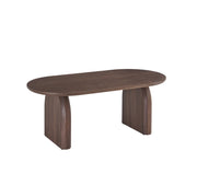 FLUIDE COFFEE TABLE WITH WALNUT EFFECT LEGS AND WALNUT WOOD EFFECT TOP . MEASUIRNG 120X60X45CM