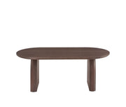 FLUIDE COFFEE TABLE WITH WALNUT EFFECT LEGS AND WALNUT WOOD EFFECT TOP . MEASUIRNG 120X60X45CM