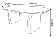 FLUIDE COFFEE TABLE WITH WALNUT EFFECT LEGS AND SHAKESPEARE CERAMIC TOP . MEASUIRNG 180X90X75CM