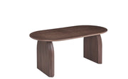FLUIDE COFFEE TABLE WITH WALNUT EFFECT LEGS AND WALNUT WOOD EFFECT TOP . MEASUIRNG 180X90X75CM