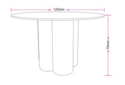 HALO DINING TABLE WITH WALNUT EFFCET LEGS AND BROWN CERAMIC TOP. MEASUIRNG 120CM
