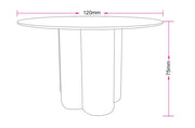 HOLA DINING TABLE WITH WALNUT EFFECT LEGS AND MATTE TRAVERTINE CERAMIC TOP . MEASUIRNG 120CM