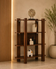ORIANO SHELVING UNIT IN WALNUT FINISH.MEASUIRNG 120X57X150CM.