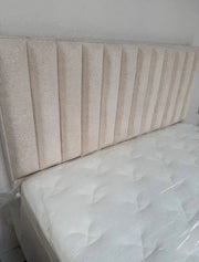 BELLA BED IN BEIGE VELVET WITH CANAPE INCLUDE ,WITHOUT MATTRESS . MEASURMENT 140x190cm , 160x200cm , 180x200cm