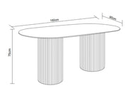 KEYSHA DINING TABLE  - MATTE TRAVERTINE-EFFECT CERAMIC TOP WITH WALNUT-FINISH LEGS. MEASURMENT 160X90X75CM.