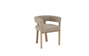 ALIA CHAIR WITH OAK EFFECT LEGS AND MOCHA GRAIN SEAT.