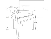 ALIA CHAIR WITH OAK EFFECT LEGS AND MOCHA GRAIN SEAT.