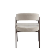 ALICIA CHAIR WITH WALNUT EFFECT LEGS AN DMOKA TEXTURED SEAT.