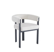 VAIANA CHAIR WITH BLACK METAL LEGS AND BEIGE VELVET SEAT.