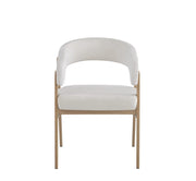 ALICIA CHAIR WITH OAK EFFECT LEGS AND BEIGE VELVET SEAT.