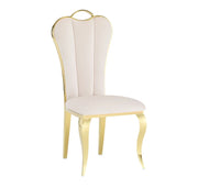 NANA PHALLE CHAIR WITH GOLD LEGS AND BEIGE VELVET SEAT.