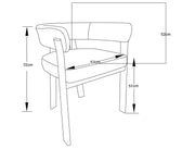ALIA CHAIR WITH BLACK METAL LEGS AND BEIGE VELVET SEAT.