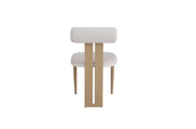 TIFFANY CHAIR WITH WOOD EFFECT LEGS AND BEIGE VELVET SEAT.