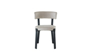 NORDIK CHAIR WITH BLACK LEGS AND BEIGE VELVET SEAT.