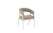 ALICIA CHAIR WITH BEIGE LEGS ANND MOKA TEXTURED SEAT.