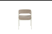 ALICIA CHAIR WITH BEIGE LEGS ANND MOKA TEXTURED SEAT.