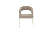 ALICIA CHAIR WITH BEIGE LEGS ANND MOKA TEXTURED SEAT.