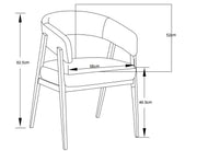 ALICIA CHAIR WITH BEIGE LEGS ANND MOKA TEXTURED SEAT.