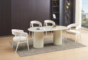 ALICIA CHAIR WITH BEIGE LEGS AND BEIGE VELVET SEAT.