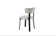 NORDIK CHAIR WITH BLACK LEGS AND BEIGE VELVET SEAT.