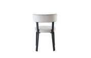 NORDIK CHAIR WITH BLACK LEGS AND BEIGE VELVET SEAT.