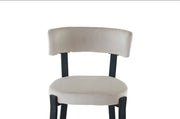 NORDIK CHAIR WITH BLACK LEGS AND BEIGE VELVET SEAT.