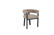 ALIA CHAIR WITH BLACK METAL LEGS AND MOKA TEXTURED SEAT.