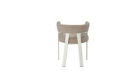 ALIA CHAIR WITH BEIGE METAL LEGS AND MOKA TEXTURED SEAT.