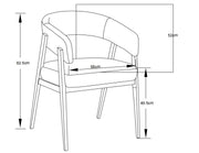 ALICIA CHAIR WITH OAK EFFECT LEGS AND MOKA TEXTURED SEAT.