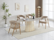 ALICIA CHAIR WITH OAK EFFECT LEGS AND MOKA TEXTURED SEAT.