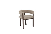 ALIA CHAIR WITH WALNUT EFFECT LEGS AND MOCHA GRAIN SEAT.