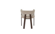 ALIA CHAIR WITH WALNUT EFFECT LEGS AND MOCHA GRAIN SEAT.
