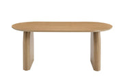 FLUIDE DINING TABLE WITH OAK EFFECT LEGS AND OAK WOOD EFFECT TABLETOP . MEDIDAS 180X90X75CM