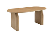 FLUIDE DINING TABLE WITH OAK EFFECT LEGS AND OAK WOOD EFFECT TABLETOP . MEDIDAS 180X90X75CM