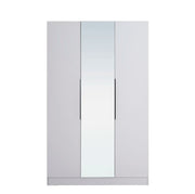 RAYAN WARDROBE IN WHITE WOOD WITH 3 DOORS AND MIRROR . MEASUREMENT 120X57X193CM