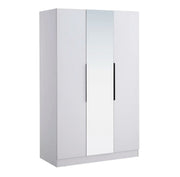 RAYAN WARDROBE IN WHITE WOOD WITH 3 DOORS AND MIRROR . MEASUREMENT 120X57X193CM