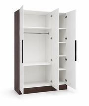 RAYAN WARDROBE WITH WALNUT EFFEFT FINISH , 3 BEIGE DOORS. MEASUREMENT 120X57X193CM.
