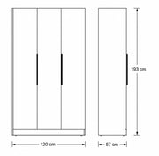 RAYAN WARDROBE WITH WALNUT EFFEFT FINISH , 3 BEIGE DOORS. MEASUREMENT 120X57X193CM.