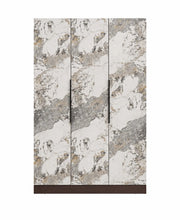 RAYAN WARDROBE WITH WALNUT EFFECT FINISH AND 3 BROWN CERAMIC - EFFECT DOORS. MEASUREMENT 120X57X193CM