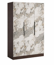 RAYAN WARDROBE WITH WALNUT EFFECT FINISH AND 3 BROWN CERAMIC - EFFECT DOORS. MEASUREMENT 120X57X193CM