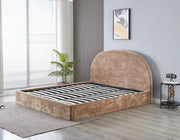 VALENTINA DOUBLE STORAGE BED WITH SOMMIER IN MOCHA BOUCLE FABRIC . MEASUREMENT 180X200CM