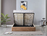 VALENTINA DOUBLE STORAGE BED WITH SOMMIER IN MOCHA BOUCLE FABRIC . MEASUREMENT 160X200CM