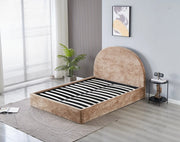VALENTINA DOUBLE STORAGE BED WITH SOMMIER IN MOCHA BOUCLE FABRIC . MEASUREMENT 160X200CM
