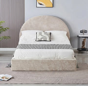 VALENTINA DOUBLE STORAGE BED WITH SOMMIER IN BEIGE BOUCLE FABRIC . MEASUREMENT 160X200.