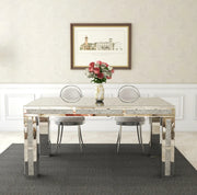 ECLAT RECTANGULAR DINING TABLE WITH A MIRRORED FINISH. MEASURING 130X80X75CM