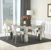 ECLAT RECTANGULAR DINING TABLE WITH A MIRRORED FINISH. MEASURING 130X80X75CM