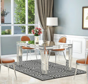 ECLAT RECTANGULAR DINING TABLE WITH A MIRRORED FINISH. MEASURING 130X80X75CM